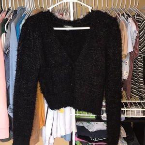 fuzzy cropped cardigan
